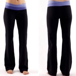 lululemon Astro yoga pants with gray/purple waist band, size 4
